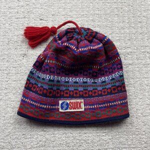 Vintage 90s Swix Norway Hat Beanie Wool Blend Ski Fair isle Nordic Scandinavian
